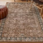 Morebes Vintage 3x5 Rug Non Slip, Washable Bohemian Entryway Rugs Indoor,Soft Floral Rug, Distressed Non-Shedding Boho Area Rug for Entryway Kitchen Foyer Bedside Playroom, Rust Red