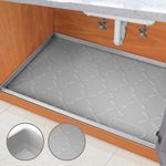 SIKADEER Under Sink Mat for Bathroom Waterproof, 25" x 19" Silicone Under Sink Liner Bathroom Cabinet Shelf Protector Kitchen organizer, Fit 27inch Standard Cabinet Mat Under Sink Organizer Drip Tray