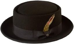 Black Pork Pie Hat 100% Wool Felt M