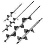 VEVOR Auger Drill Bits for Planting Set of 4, 1.6"x8.6", 2"x14.5", 2.6"x16", 3"x13" Garden Auger Drill Bit, Spiral Drill Bit for Post Hole Digger, Bulbs Planting & Holes Digging, 3/8" Hex Drive Drill