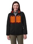 ORORO Upgraded Women's 4-Zone Fleece Heated Jacket with Heated Collar, Electric Fleece Jacket with Power Bank (Black,M)
