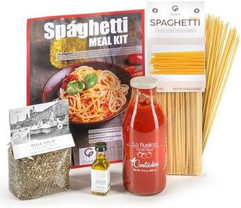 Gusta Tomato Spaghetti Pasta Meal Kit - Made in Italy - Gourmet Italian Food Lovers - Italian Gift Basket Gourmet Pasta - Authentic Thin Spaghetti Noodles - Makes 5 Meals with Recipe Booklet