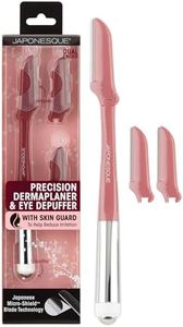 JAPONESQUE Dermaplaner and Cooling Eye Roller - Dual Ended Dermaplaning Facial Razor with Soothing Roller Ball Massager- Tool for Exfoliation, Hair Removal, Face Massage