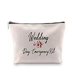 PXTIDY Bride Wedding Day Survival Kit Bride Makeup Bag Bridal Shower Gift Wedding Makeup Bag Bride to Be Gifts (Beige)