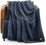 UGG 11063 Whitecap Plush Flannel Oversized Reversible Fleece Throw Blanket Lightweight Comfortable Cozy Hotel Style Home Decor Soft Luxurious Blanket for Living or Bed Room, 178 x 127-cm, Denim