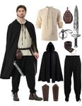 9Pcs Mens Renaissance Viking Costumes Set for Men Medieval Pirate Elf Hunter Ren Faire Costume Men Full Outfit