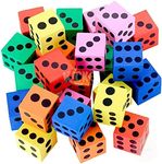 Kicko | Foam Dice Set - 6 Assorted Large Sided Dice - Colorful Big Square Blocks - Ideal Gift for Children - Math Educational Toys - Suitable Pastime Toy, Party Favors, and Party Supplies (24 Pack)