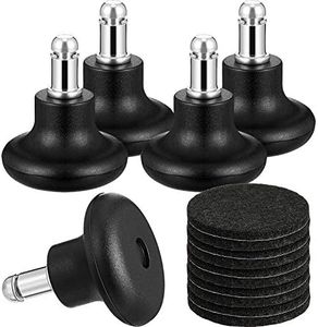 Bell Glides Replacement Office Chair Wheels Stopper Office Chair Swivel Caster Wheels, 2 Inch High Profile Stool Bell Glides with Separate Self Adhesive Felt Pads, 5 Pieces (Black)