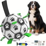 Amasiver Dog Soccer Ball Toys with Straps - 9 inch Large Herding Ball, Interactive Toys for Tug of War, Birthday Gifts,Water Toy, World Cup Sturdy Balls for Medium Large
