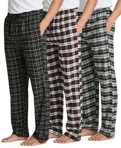 Real Essentials 3 Pack Mens Big & Tall King Size Pajama Pants Cotton Soft Pajamas Men Flannel Bottoms Fleece Buffalo Plaid Pj Lounge Pants Sleepwear Pijamas Hombres Woven - Set 2, 4x Tall