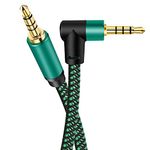 OVGCYG Aux Cable 3.5mm Audio Mic Lead 90 Degree 4-Pole TRRS Male to Male Lead Headphone Mini Jack Stereo Cord Compatible with Car Aux Microphone Headset Earphone Speaker Xbox Laptop PC TV MP3 (3M)