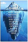 Inspirational Success Canvas Wall Art Blue Iceberg Motivation Quotes Print Poster Picture Artworks For Home school Office Artwork Decor Gift Ready to Hang (12''x 16'' 30 x 40 cm)