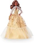 Barbie 2023 Holiday Doll, Seasonal Collector Gift, Barbie Signature, Golden Gown and Displayable Packaging, Dark Brown Hair