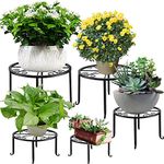 Flaparte 5 Pack Metal Plant Stands, Planter Support Rack, Plant Pot Stand, Planter Holder Heavy Duty, Rust Proof Iron Potted Plant Flower Pot Stand for Indoor Outdoor Garden Patio(5 Size-Black)