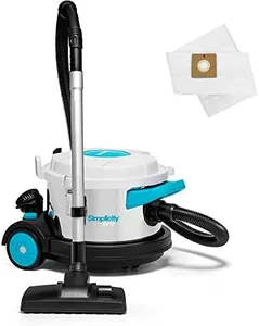 Simplicity Brio Dry Canister Vacuum & Vacuum Bag Set Bundle - Heavy Duty Cleaner for Hardwood, Tile, Rugs & More