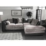 New Luca Black and Grey Fabric and Leather Corner sofa | 3-4 Seater Corner Sofa (Right Hand Facing)