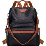 TrueArch Leather Backpack for Women Elegant Backpack Purse Ladies Leather Shoulder Fitting Backpacks (Black)