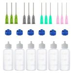 HASTHIP 6 Pcs Glue Applicator Bottles, Oil Dropper Bottle With Blunt Tip Needle, 14Ga 16Ga 18Ga 20Ga For Glue Applications, Acrylic Painting, 30 ML, White