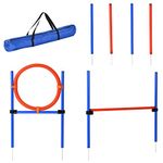 PawHut Pet Agility Training Equipment Dog Play Run Jump Obedience Training Set Adjustable (Pole + Hoop + Hurdle)