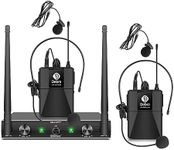 D Debra Audio AU200 Pro UHF 2 Channel Wireless Microphone System with Cordless Handheld Lavalier Headset Mics, Metal Receiver, Ideal for Karaoke Church Party (2 Bodypack)