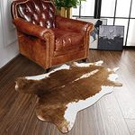 BENRON Small Cowhide Rug Accent Western Rug,2.3x3.6ft Cow Rug Faux Animal Hide Rug Cute Rugs for Bedroom Entryway Kitchen Hallyway Calf Hide Leather Carpet,Khaki Brown