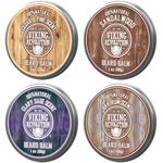Viking Revolution - Beard Balm - 4 x 28 g Variety Pack - Sandalwood, Pine & Cedar, Bay Rum, Clary Sage - Beard Wax For Men - Styles, Strengthens & Softens - Gifts for Men