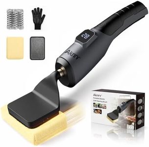 Aknrv Electric Grill Brush - Bristle Free Grill Brush for Outdoor Grill, Cordless BBQ Grill Cleaner with 3 Heads, Rechargeable 240 Mins Runtime Barbecue Grill Cleaning Brush (Gray)