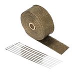 SWI Parts 2"X25ft Titanium Pipe Insulation Wrap Heat Exhaust Wrap With/8 Stainless Steel Zip Ties