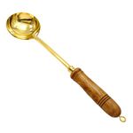 Planto Living Pure Brass Ladle(Golchi) Spoon with Wooden Handle for Cooking Purpose Pital Non Stick & Serving Kitchen Tools Flip Spatulla Ladle Salad Lead Free Premium Ladle