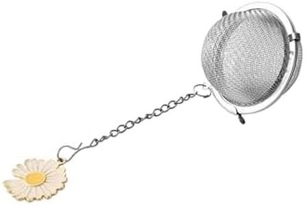Fox Run White Daisy Tea Infuser Ball, Stainless Steel Mesh Tea Ball for Loose Tea