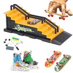 Aolieh Fingerboard Ramp Set, Finger Skateboard Park Kit with 2 Skateboard 1 Rollerskate, Customisable and Buildable Ramp Set, Kids Toy for Boys and Girls Ages 6 and up (1810-6F)