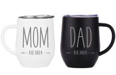 Tipit Drinkware Pregnancy Gift Est 2024- Mom and DAD Est 2024 ENGRAVED Stainless Steel Coffee Tumblers - Gift Set for New Parents to Be - Mom and Dad Mugs for Expecting Parents