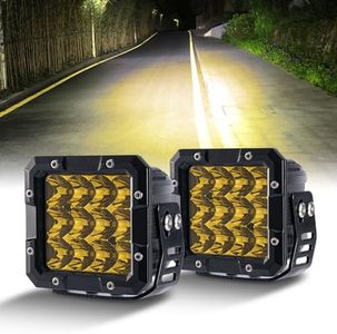 ANGU-OFFROAD Amber LED Pods, 2PCS 6Inch 120W LED Cubes Upgraded Spot Beam Driving Backup Light Reverse Light LED Pods Driving Lights LED Cubes LED Ditch Lights Off Road Lights for Trucks ATV UTV SUV