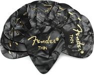 Fender Premium Celluloid 351 Shape Picks, Thin, Black Moto, 12-Pack