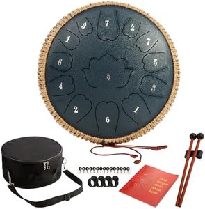 Steel Tongue Drum - 12-Inch 13-Notes Tongue Drum, D Major Outdoor Rain Drum With Tote Bag, Music Book, and Hand-Held Drumsticks (navy blue)