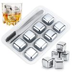 Stainless Steel Ice Cubes, 8 PSC Reusable Whiskey Metal Chilling Stones Set, Whiskey Rocks and Ice Cube Trays, Great Gift for Father's Day, Dad's Birthday- Mens Gifts