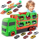 VATOS Transport Truck Toys Cars for Boys Ages 3 4 5 6, Portable Truck Toy with 6 Race Cars, Best Gift Carrier Vehicles Toys Set for Kids