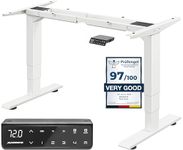 MAIDeSITe Height Adjustable Electric Standing Desk Frame Dual Motor Heavy Duty Steel Stand up Desk with Automatic Memory Smart Keyboard (3 Stage|Dual Motor, White) T2 Pro Plus