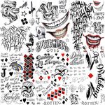 6 Sheets Joker Temporary Tattoos For Men Women Adults Halloween Makeup Kit, HQ Damaged Joker Tattoos Hand, Joker Face Tattoos Halloween Costume Prison Gothic Inmate Tatoos Party Rave Accessories