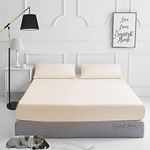 EXQUIZIT HOME Fitted Bed Sheet With Matching FREE 2 X PILLOW CASE Plain Dyed Poly Cotton Percale Easy Care Bed Sheet Cream Double