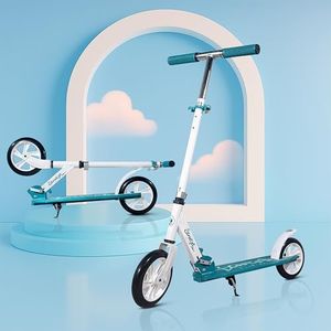 Kidsmate StreetJet Kick Scooter for Aged 6 Years and Above | Kids & Adult Scooter | 2 Wheel Scooter, Foldable Design, 3 Adjustable Height Options with Rear Braking Kick Scooter-Max Load 80kg (White)