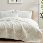 HLC.ME Logan - 3 Piece Full Queen Size Quilt Set, Lightweight Queen Bedspread Coverlet Set (Full/Queen, Beige)