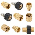 STYDDI 9 PCS Brass Pressure Washer Quick Connect Adapters Kit, M22 Ultimate Pressure Washer 3/8" Quick Release Fittings, M22-14mm Swivel to 3/8'' Quick Connect, 3/4" Thread to Quick Connect Couplers