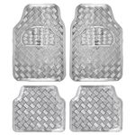 BDK Universal Fit 4-Piece Metallic Design Car Floor Mat - (Silver) (MT-641-SL)