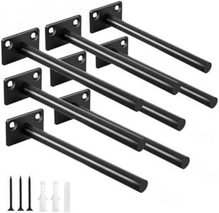 8 Pcs 6" Black Solid Steel Floating Shelf Bracket Blind Shelf Supports - Hidden Brackets for Floating Wood Shelves - Concealed Blind Shelf Support – Screws and Wall Plugs Included