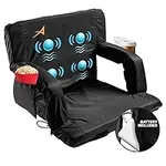 Massage Bleacher Seat with Backrest Stadium Seats for Bleachers Stadium Seat Cushion Stadium Seating for Bleachers, USB Battery Included - Upgraded 3 Levels of Massage - Memory Cushioned, 4 Pockets