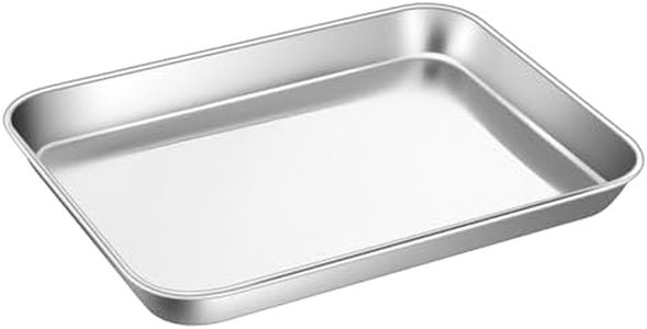 Toaster Oven Tray,P&P CHEF Stainless Steel Toaster Oven Pan, Rectangle 10.5''x8''x1'', Mirror Finish & Dishwasher Safe，Fit Small Toaster Oven