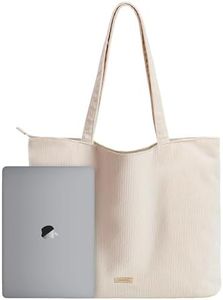 VANDEL Corduroy Tote Bag for Women and Men with Zipper and Inner Pockets. Beige Zipper Tote Bag, Cute Tote Bag Aesthetic