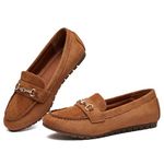 BGSTGUDS Women's Wide Loafers Shoes Cute Dressy Shoes Ladies Comfort Slip Ons Work Shoes, Brown, Size 9