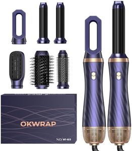 OKWRAP 6 en 1 Air Styler,Brosse Soufflante, Hair Styler Avec 6 Accessoires Seche Cheveux, Fer a Boucler Brosse Soufflante, Brosse Lissante Pour Cheveux, Pour Sécher, Lisser, Set de coiffur